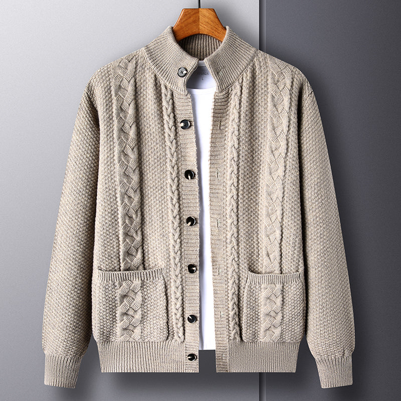 The Rowan Men's Cable Knit Cardigan